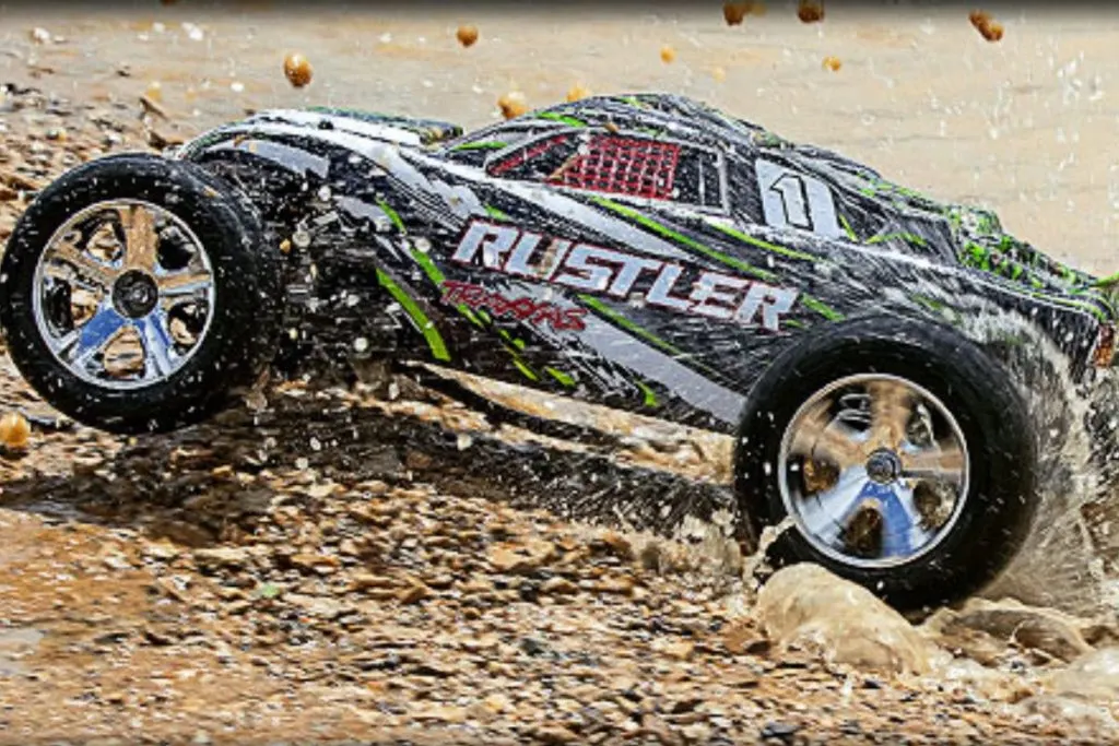 Traxxas Rustler RC Car In mud and water